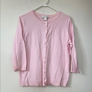 Christopher & Banks 3/4 Sleeve Light Pink Cardigan Sweater